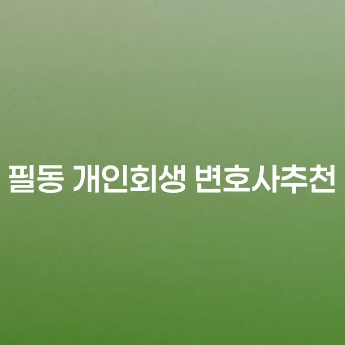 필동 개인회생 변호사추천